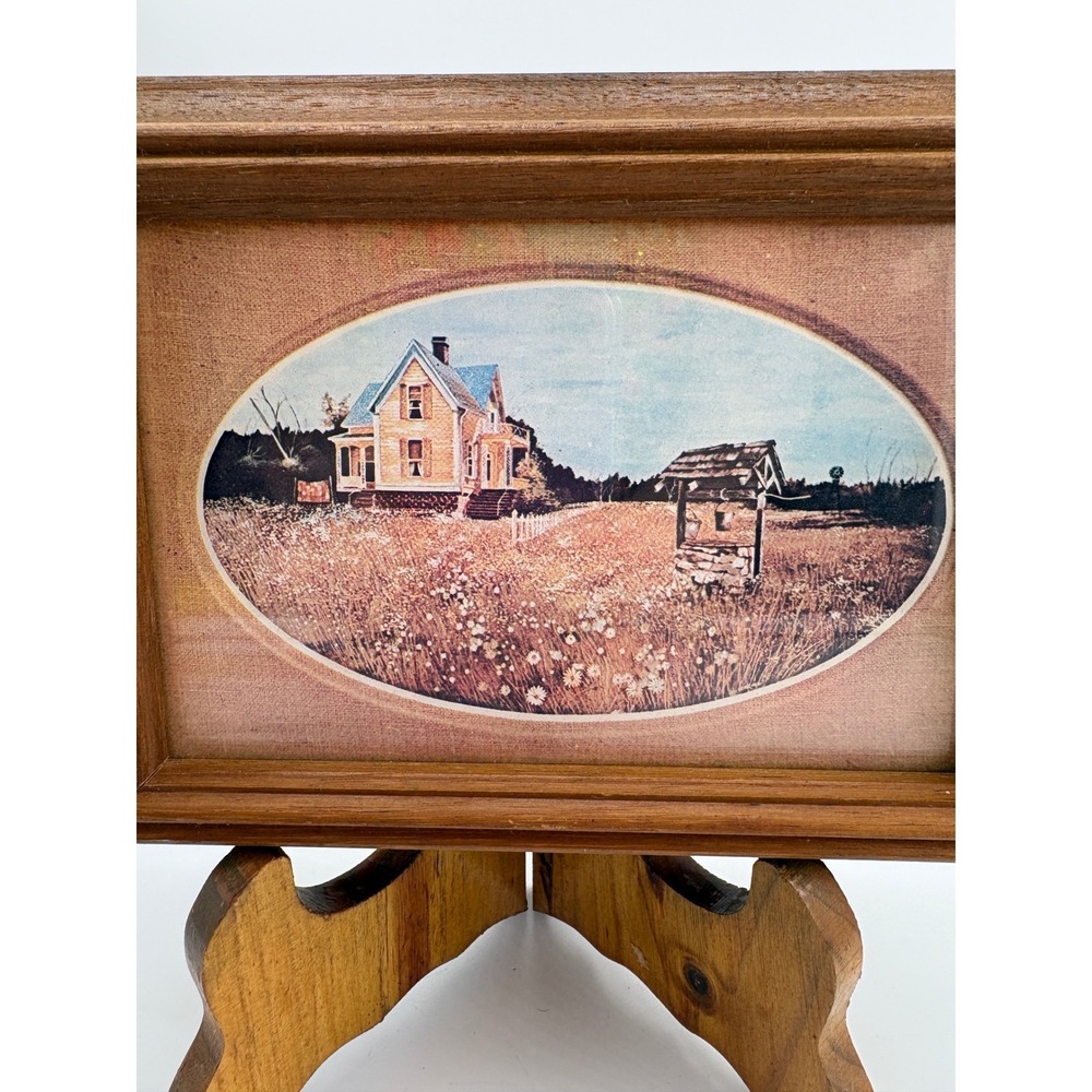 Gary Jenkins Farm House Vintage Lithograph Framed Rustic Country Art 7.75x6 - Picture 2 of 5